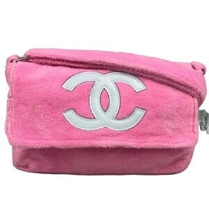 Authentic Chanel Terrycloth Crossbody Makeup Bag